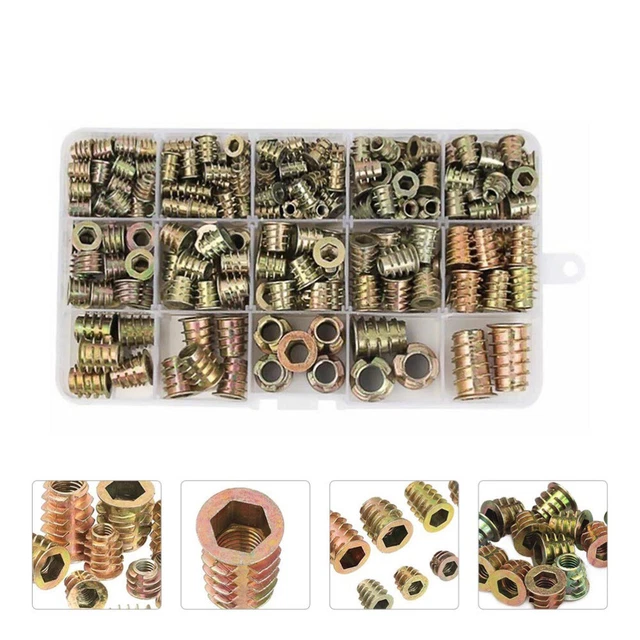 460 Pcs Internal External Tooth Nut Zinc Alloy Threads Nuts Screw Inserts Wood