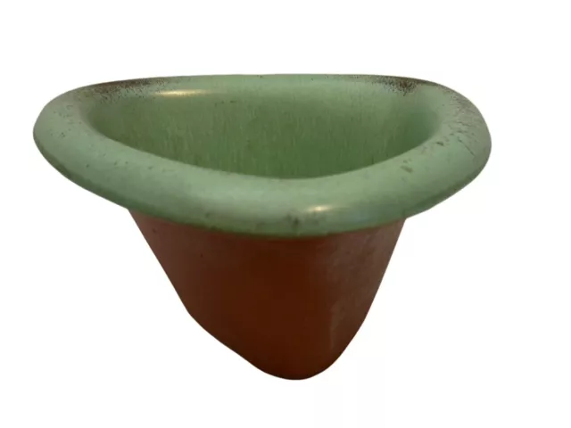 Frankoma Green Triangle Bowl Planter 239 Rare 4" H x 7" W