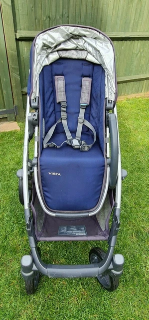 UPPAbaby Vista Double Navy Blue Pushchair with 1x Toddler Seat, 1x Baby Bassinet