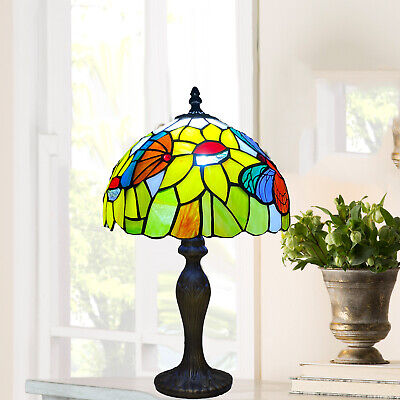 Tiffany Butterfly Style 10 Inch Table Lamp Art Stained Glass Desk Multicolored.