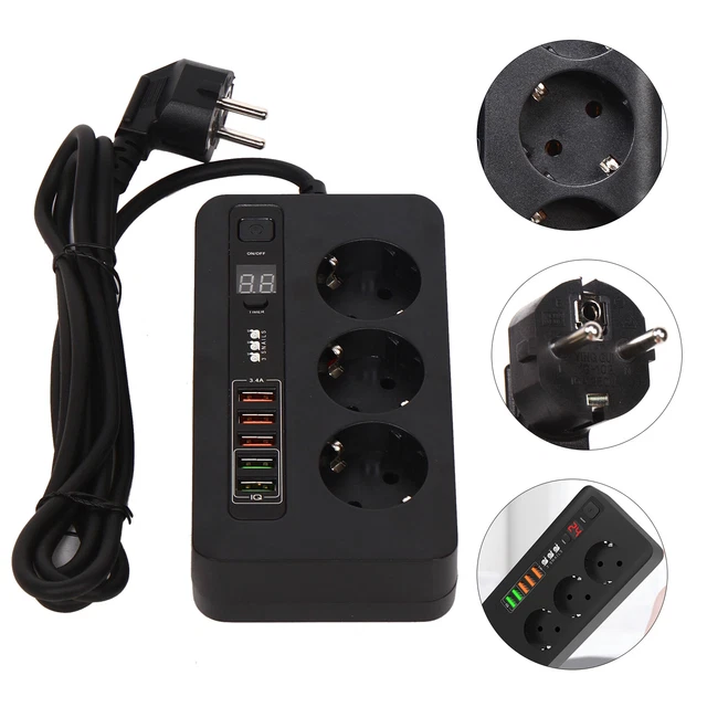 3-fach Steckdosenleiste Mit 3 USB - Weiß & Kompakt 19,5cm