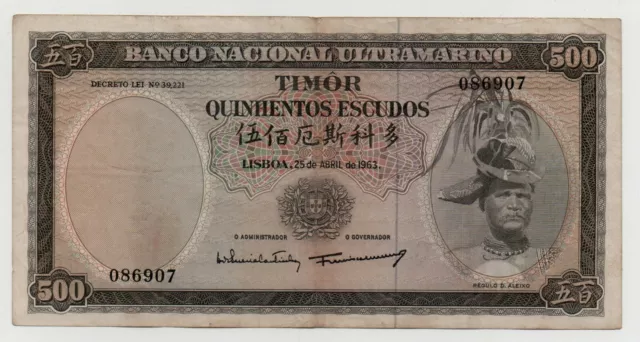 Timor Portugal 500 Escudos 1963 Pick 29 Look Scans