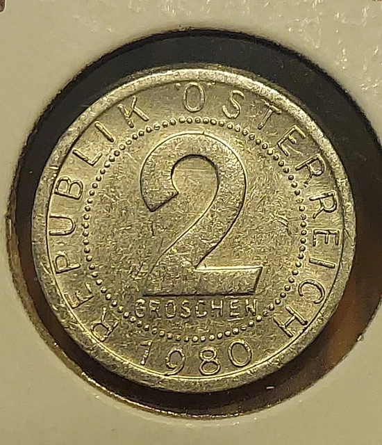 1980 Austria 2 Groschen KM#2876