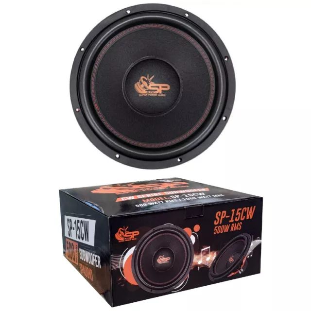 1 SP Audio SP-15CW Caisson de Basse 15 " Bobine Double 2+ 2 Ohm 500 Watt RMS