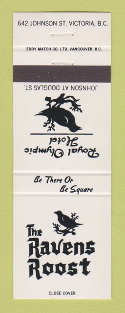 Matchbook Cover - Ravens Roost Victoria BC Royal Olympic Hotel