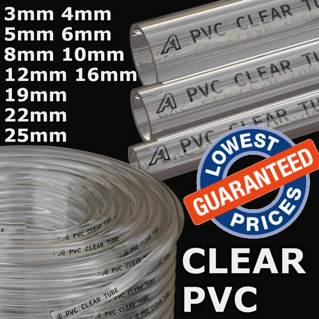 PVC CLEAR PLASTIC Tube Pipe 6mm 7mm 8mm 9mm 10mm 12mm 13mm+more £2.30