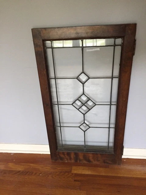 antique vintage leaded stained glass window beveled cabinet door victorian