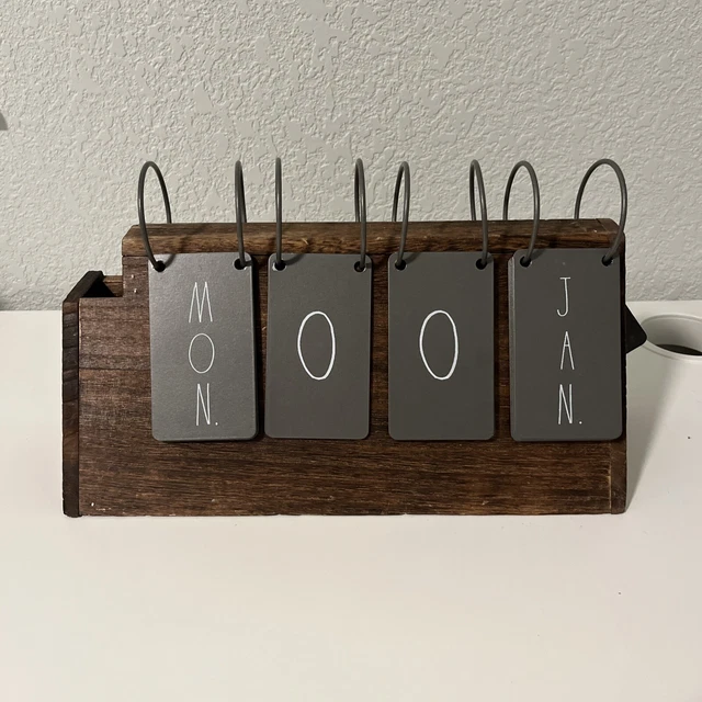 NEW RAE DUNN Rustic Metal and Wood Flip Calendar 6.75 x 13 x 4.25" 32.