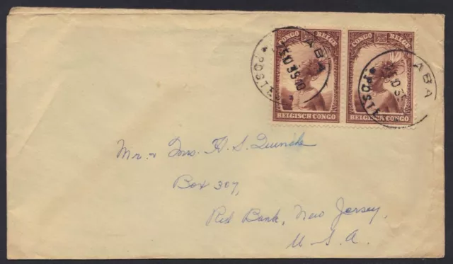 Belgium Congo 1935 Aba To New Jersey Surface Mail Cover Via Egypt From African