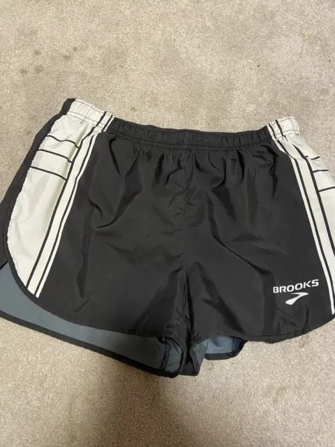 Brooks Black And White Racey Split Running Shorts Womens