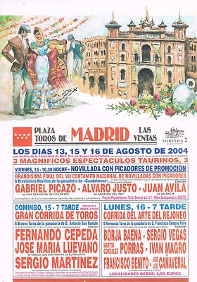 Affiche CORRIDAS de la San ISIDRO Las VENTAS Plaza TOROS MADRID mai et juin 1986 