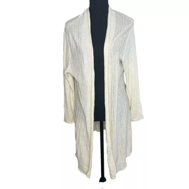 Nic+Zoe Womens Beige Linen Blend Cardigan Sweater Large