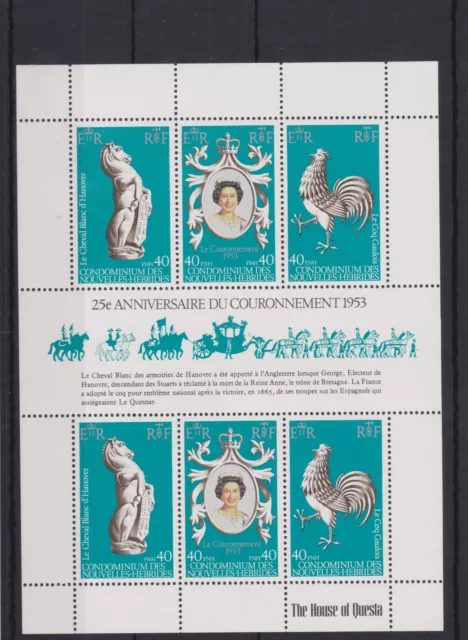 QEII 25th Anniversary Coronation 1978 MNH Stamp Sheet Nouvelles Hebrides 262-264