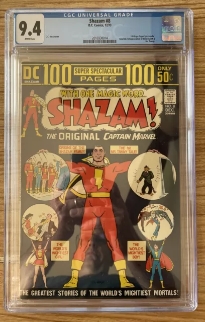 Shazam # 8 CGC 9.4 White Pages 1st Appearance  of Black Adam CC Beck cover