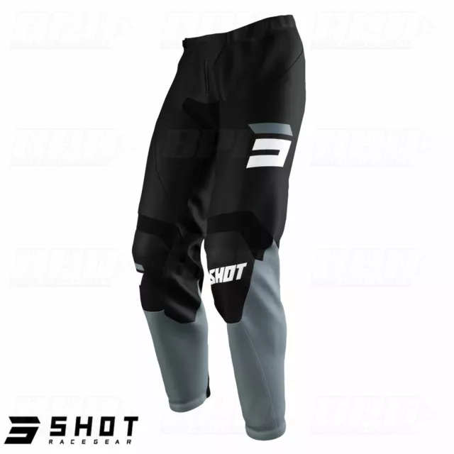 Adults Motocross Pants Shot Raw Burst Black Grey MX Enduro Trousers