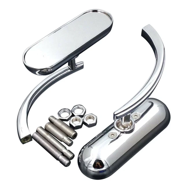Mini Ovale Rétroviseur Latéral Moto Miroir Chromé 8/10mm pour Harley pour Yamaha
