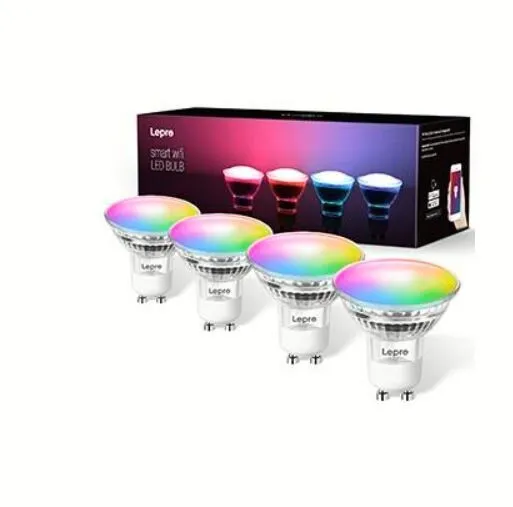 Lepro WiFi Smart Glühbirne GU10[4er-Pack] 4,5 W RGB & warm bis kühl weiß, Alexa, Google Home