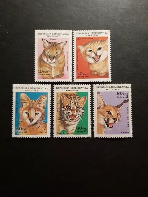 Stamp Madagascar Fauna Cats Felines N°777/781 New Luxury MNH 1986