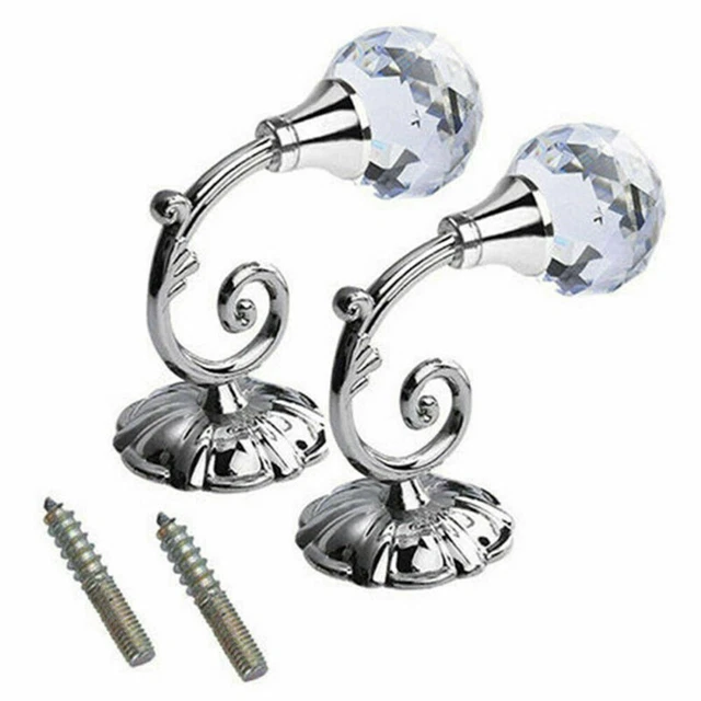 2X Crystal Glass Curtain Holdback Wall Tie Back Hook Hanger Holder Drawer Handle