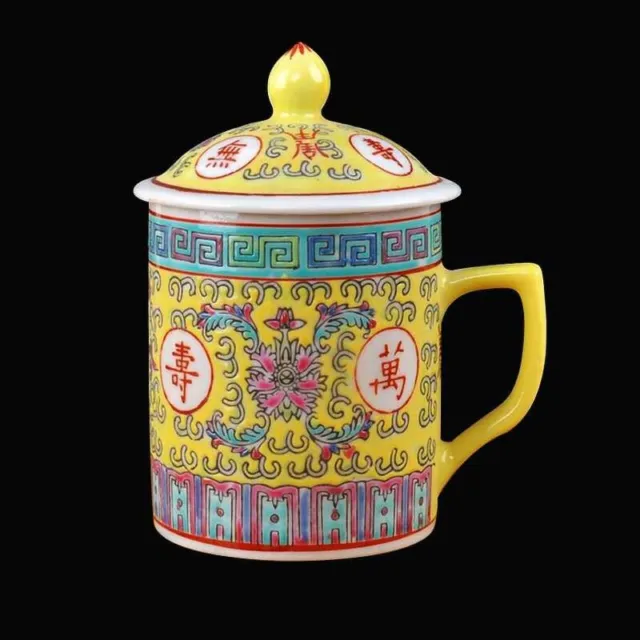 ORIGINAL Chinese Traditional Ceramic Porcelain Mug Tea Coffee Cup Red/Blue/Yel