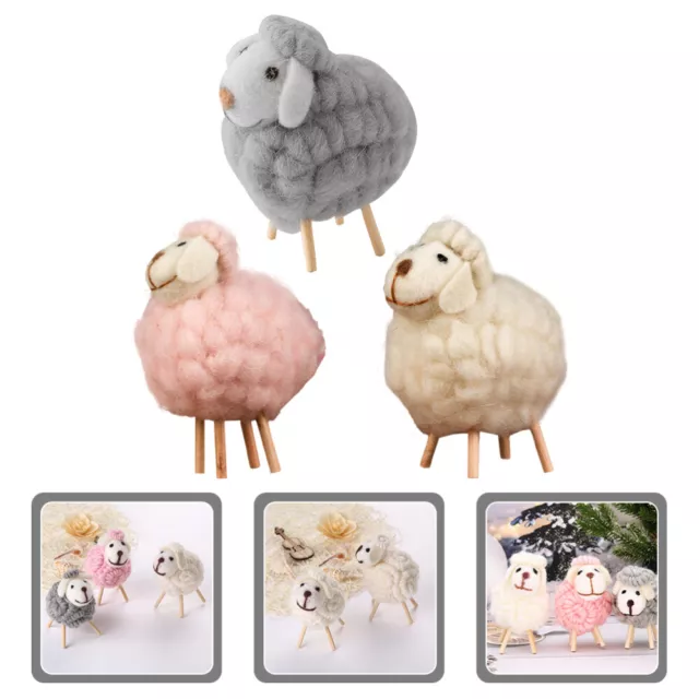 3 Pcs Feutre De Laine Enfant Décors Petits Moutons Décoration Animale Bureau