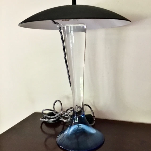 Kosta Boda Göran Wärff Blue Glass Table Lamp & Shade