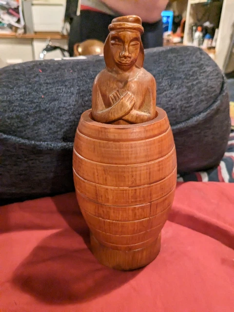 Vintage Hand Carved South American Wooden Statue Tribal Indian man  7 3/4" high