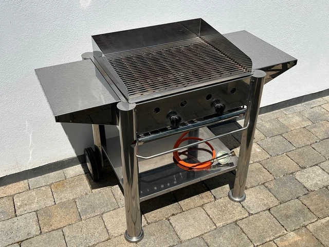 Edelstahl-Gasgrill/Gasbräter von PEIGA GRILL, fahrbar, 2-flammig 10 KW