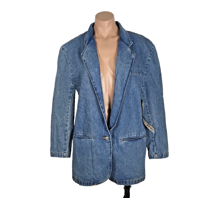 VINTAGE JORDACHE DENIM Jacket M Blazer Oversized Stonewash Trucker