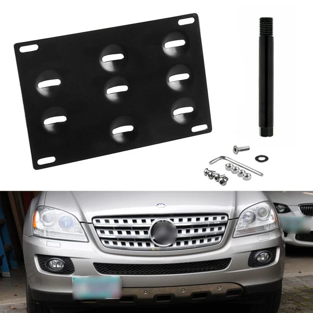License Plate Cover Dewhel Front Bumper Tow Hook License Plate Mount Bracket Bolt On No Drill Relocator Hole Adapter Support Holder For Mercedes W204 C- Class W212 E-Class License Plate Holder - Foto 3