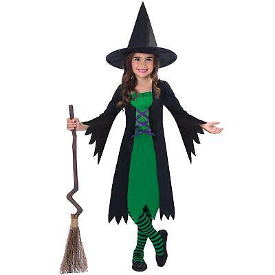 Ragazze Wicked Strega Magico Nero OZ Costume Halloween + Cappello Child's