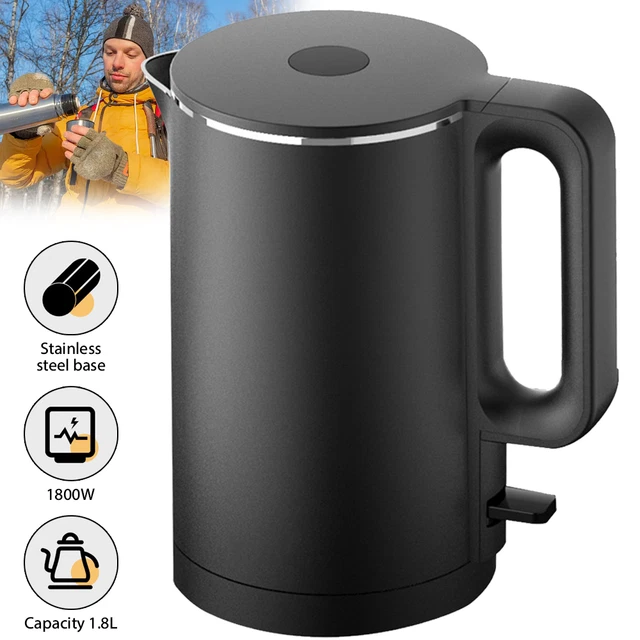 1500-1800W Edelstahl Wasserkocher 1,8L Doppelwandig, Kabellos, Teekocher DE