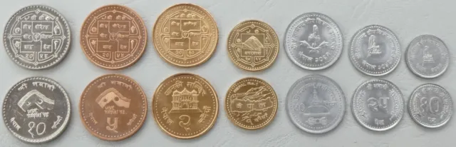 Nepal KMS Kursmünzensatz 1994-2007 7 Werte unz.