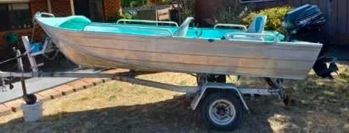 Boat With Outboard Motor 9.9 HP - 4 Man Aluminium Boat