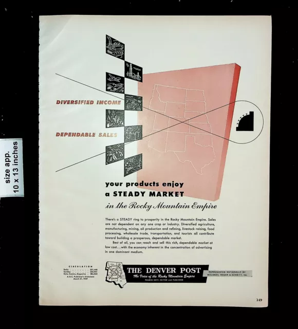 1949 The Denver Post Rocky Mountain Empire Sales Vintage Print Ad 26895