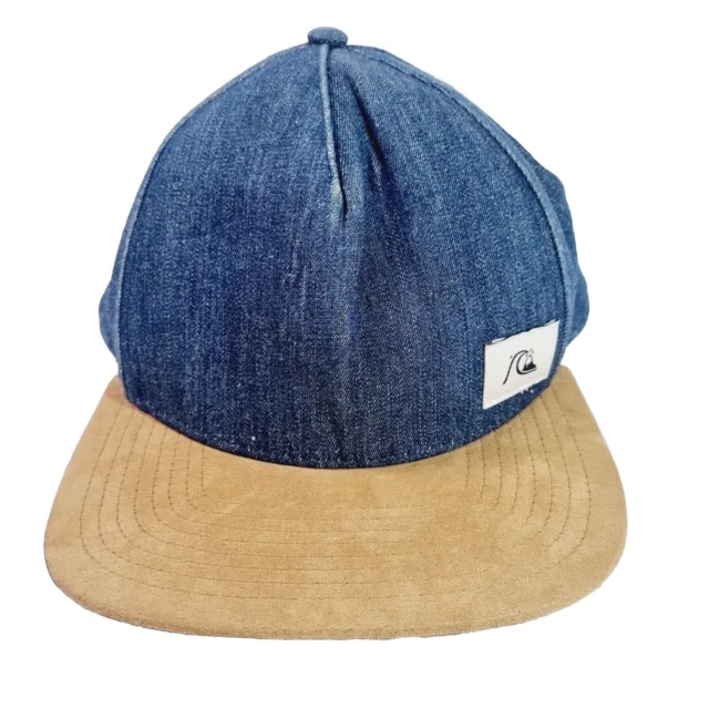 Quiksilver Hat Cap Mens Denim Snapback Blue Brown Surf Beach Casual VGC OSFM