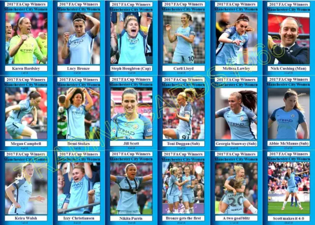 Manchester City Ladies 2017 Womens FA Cup Final winners football trading cards