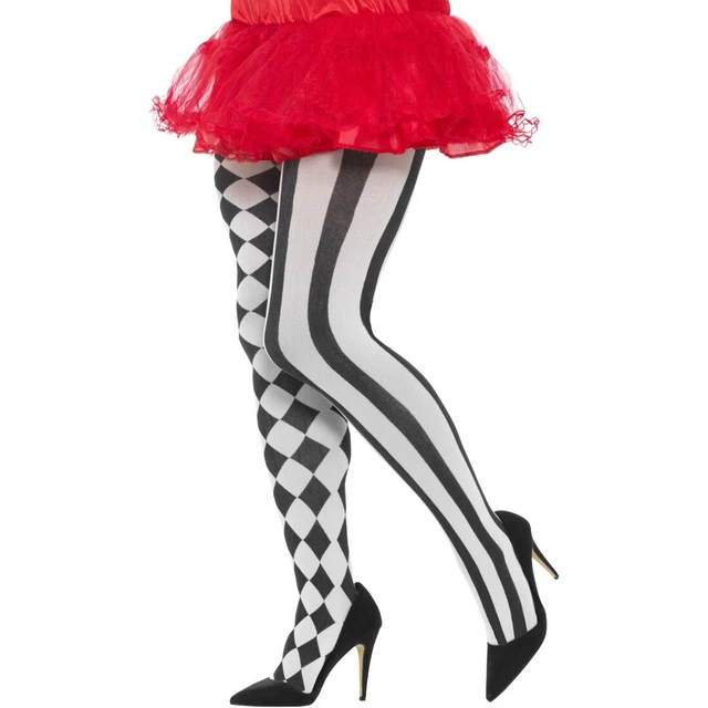 Collant donna nero bianco - plus size - collant sottili clown stretch collant