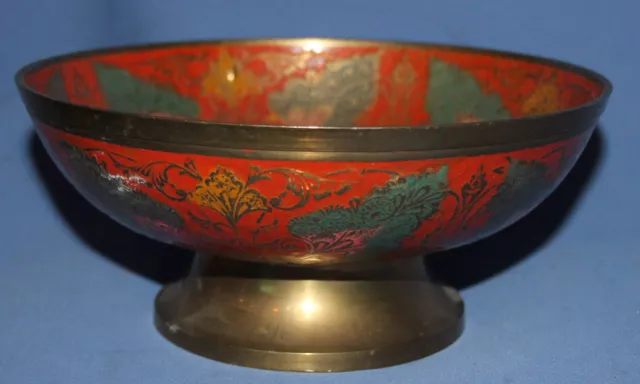 Vintage Hand Made Ornate Brass Pedestal Bowl