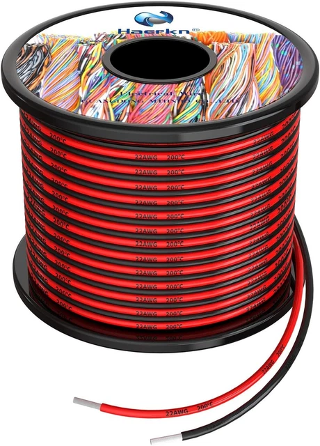 Haerkn 0.3mm² 22awg Fils électrique en Silicone 2x30 Mètres Cable fil de cuivr