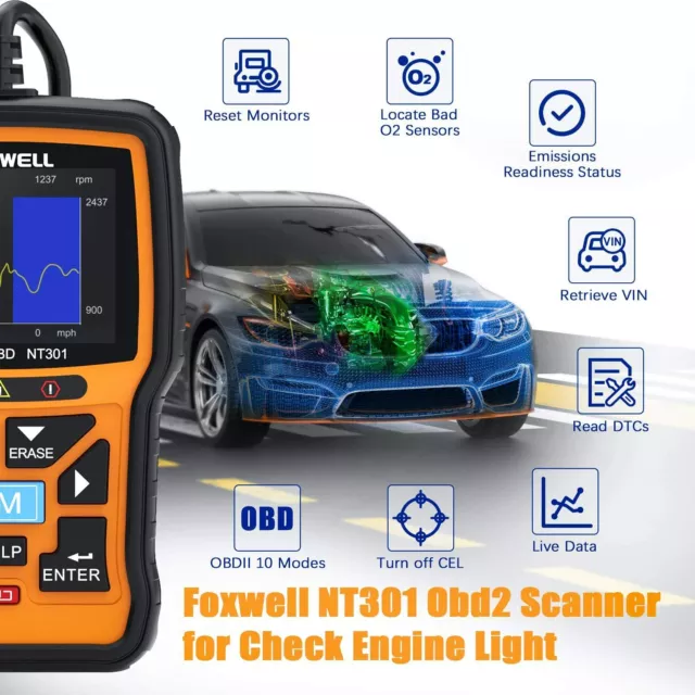 FOXWELL NT301 Car OBD2 Scanner Check Engine Fault Code Reader Diagnostic Tool 3