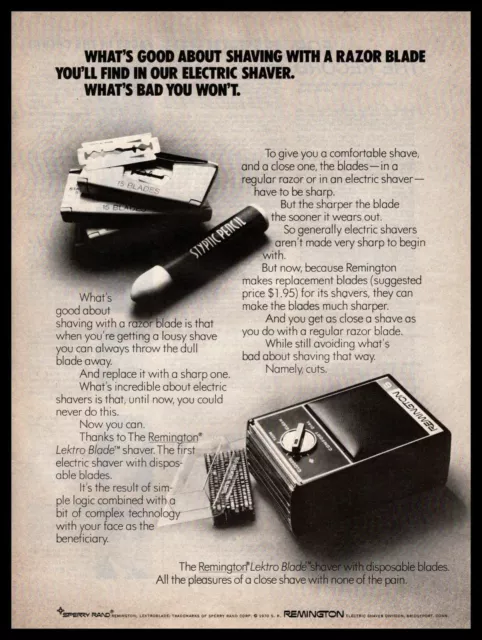 1970 REMINGTON LEKTRO Blade Electric Shaver vs. Razor Blades Vintage ...