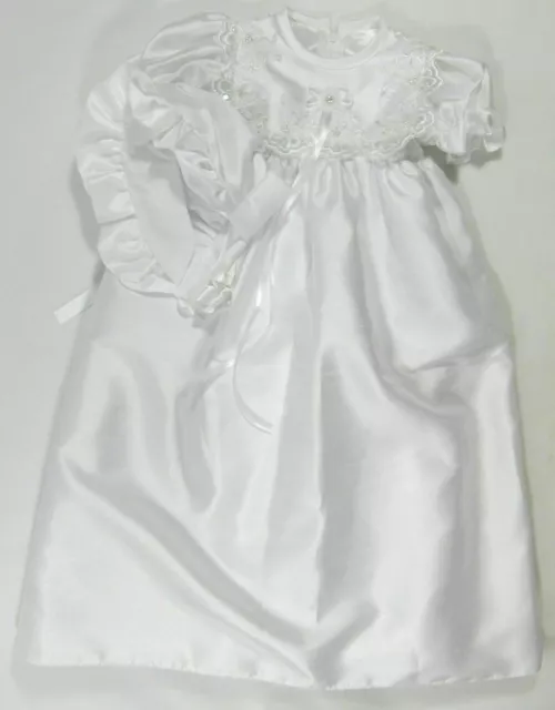 Baby Girls Christening Gown Dress Bonnet Hat Long White Ivory Cream 0 6 12 M 66