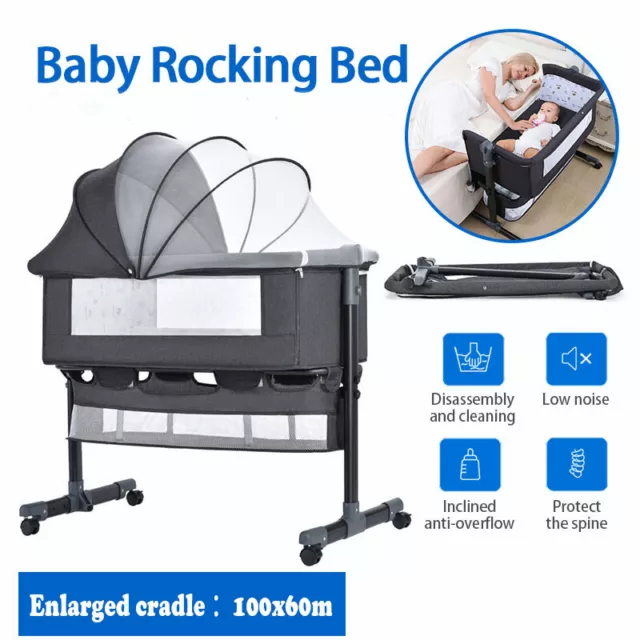 Portable Newborn Bassinet Travel Crib 3 in 1 Baby Bedside Sleeper Foldable Crib