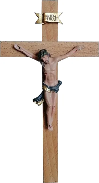 Geschenkidee Holzkreuz Wandkreuz Kruzifix aus Echtholz mit Jesus Christus Figur