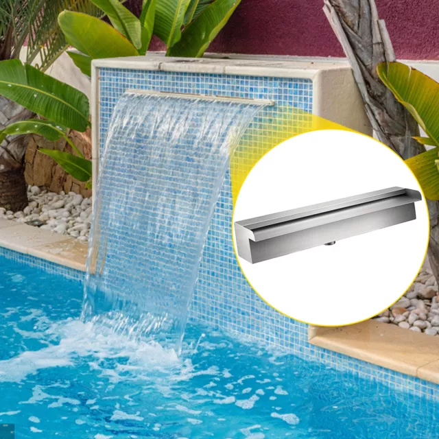 VEVOR Lame d'Eau Rectangulaire pour Piscine Acier Inoxydable 30cm Fontaine Étang