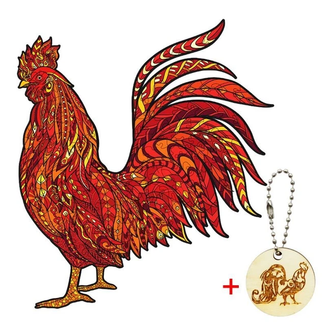Cock Shape Puzzle Adults Kids Wooden Jigsaw Toys Educational Intellectual Games