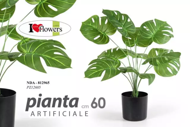 Pianta Piantina Finta Con Vaso 60 Cm Verde Artificiale Decorativa Nda-812965