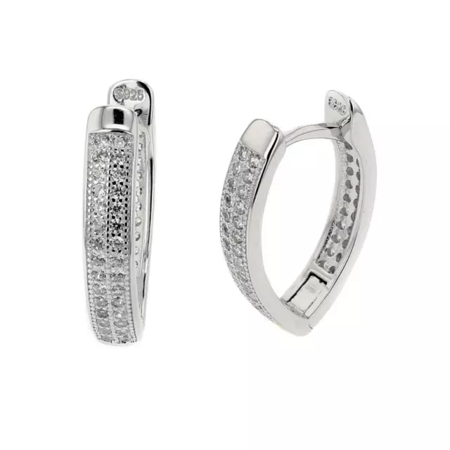 Sparkling White Sapphire Small Hoop Earrings in Solid Sterling Silver