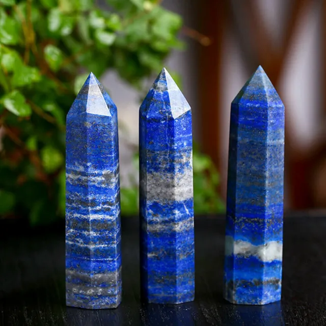 Blue Lapis Lazuli Quartz Crystal Point Obelisk Natural Stone Wand Healing Gifts